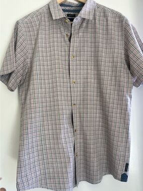 Prana " Slim fit" Short-Sleeve Plaid Button-Down Shirt size large